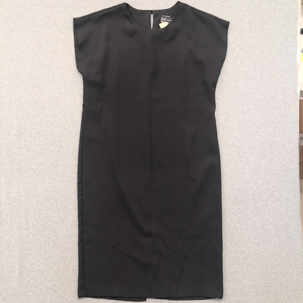 Vintage 1990's Breli Originals Black Sheath Dress Knee Length Cap Sleeve Size 16